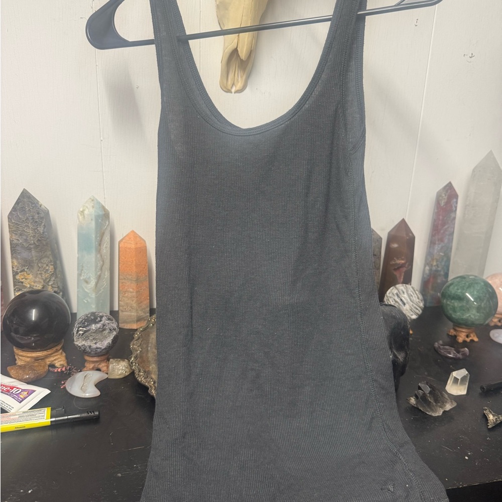 American Eagle Outfitters Black Ribbed Scoop Tank